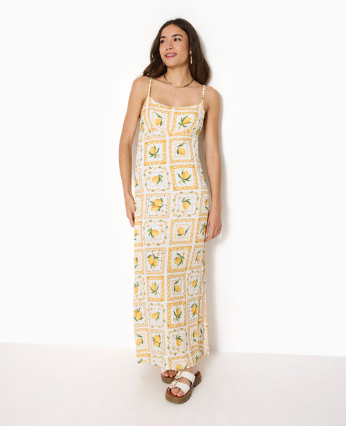 Robe longue encolure empire motif citrons - PIMKIE - 8