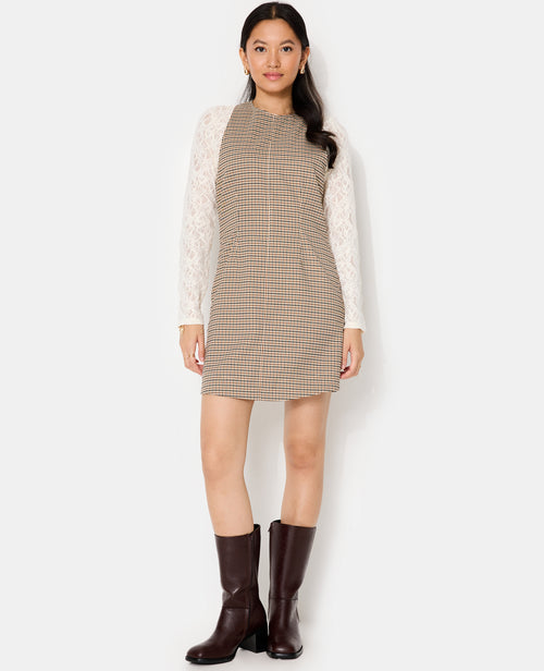 Robe courte larges emmanchures motif carreaux - PIMKIE - 1