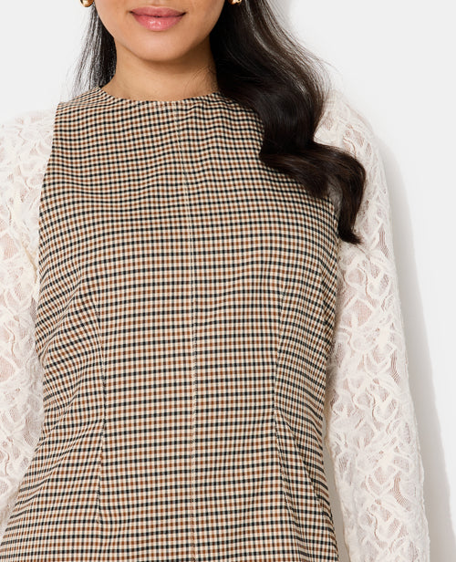 Robe courte larges emmanchures motif carreaux - PIMKIE - 2