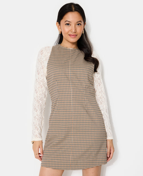 Robe courte larges emmanchures motif carreaux - PIMKIE - 3