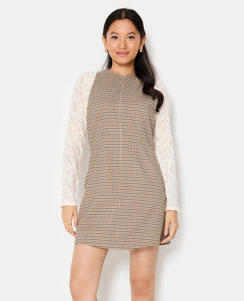 Robe courte larges emmanchures motif carreaux - PIMKIE - 5