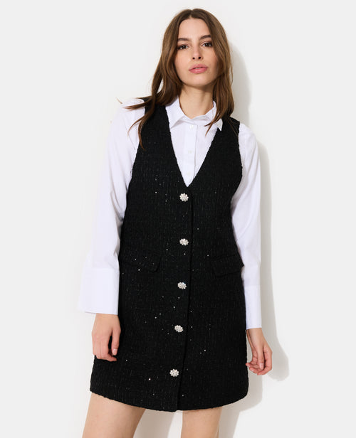 Robe chasuble en tweed avec sequins - PIMKIE - 5