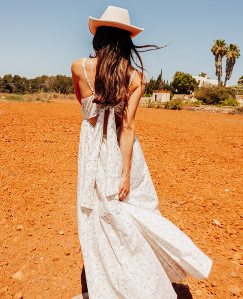 Robe longue à bretelles motif cachemire - Main Image