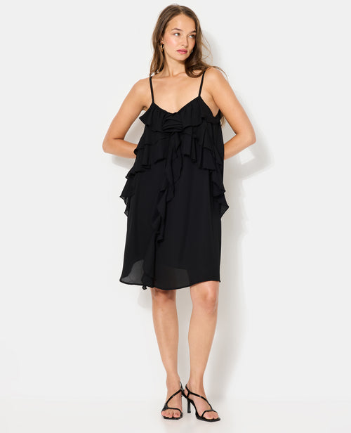 Robe courte en voile avec volants et fleur - PIMKIE - 1