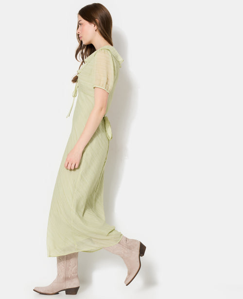 Robe longue avec col volanté et ceinture à nouer - PIMKIE - 2