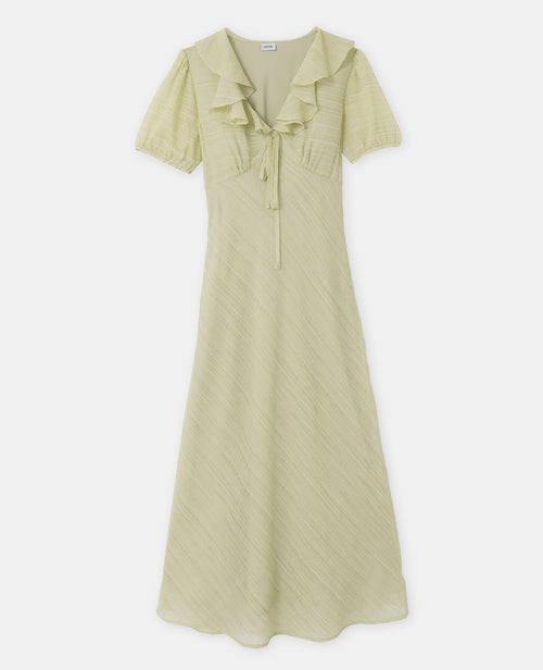 Robe longue avec col volanté et ceinture à nouer - PIMKIE - 4