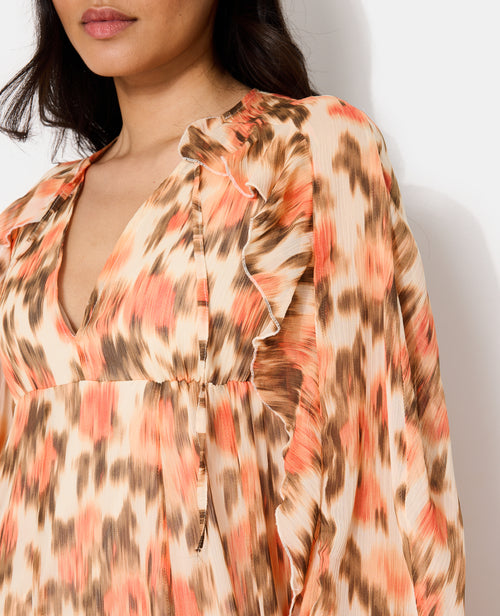 Robe longue en voile avec volants motif fleurs floues - PIMKIE - 2