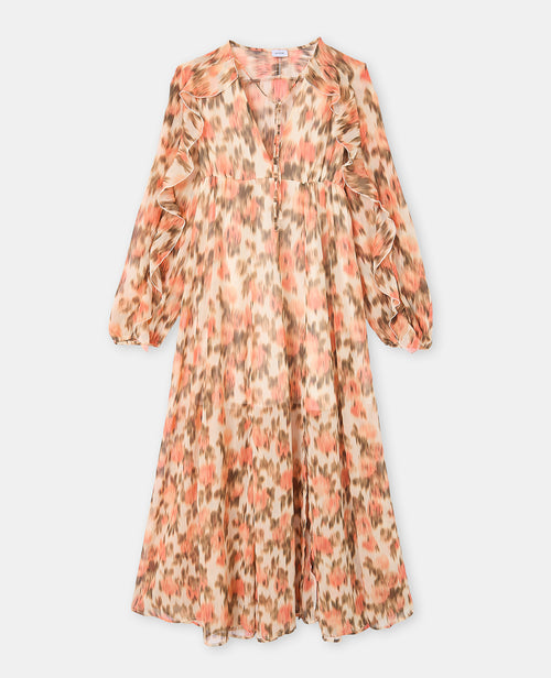Robe longue en voile avec volants motif fleurs floues - PIMKIE - 4