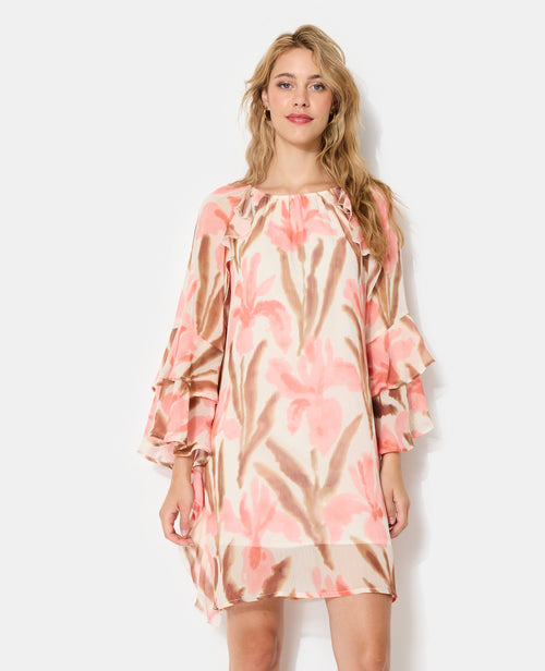 Robe courte en voile avec volants et motifs fleurs - PIMKIE - 5