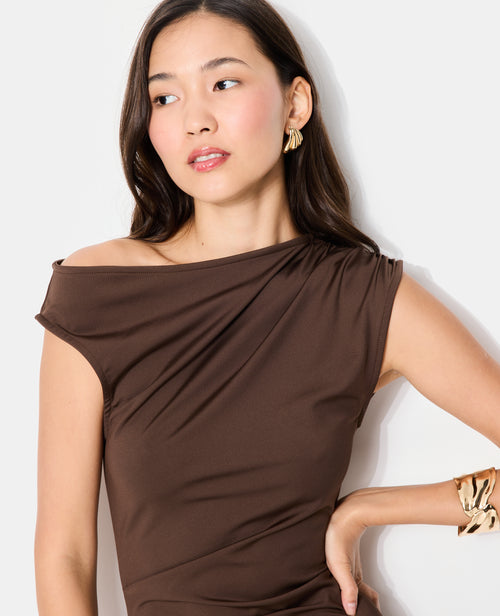 Robe longue en maille stretch avec fronces - PIMKIE - 3