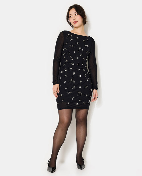 Robe courte en résille avec perles et sequins - PIMKIE - 1