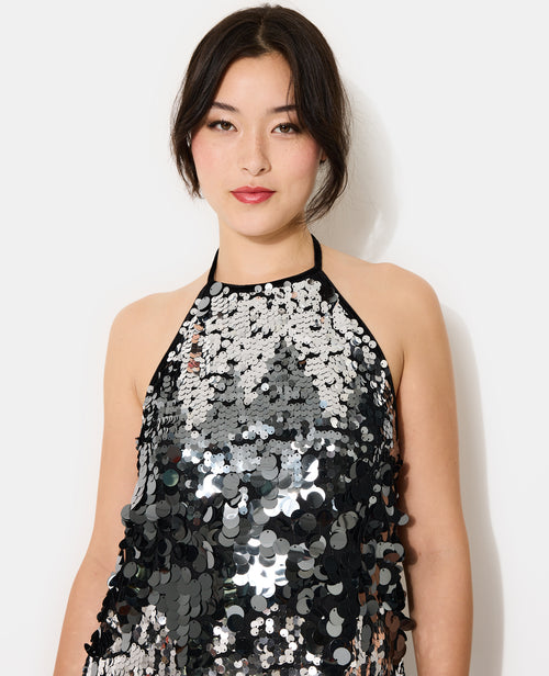 Robe courte dos-nu en velours avec sequins - PIMKIE - 2