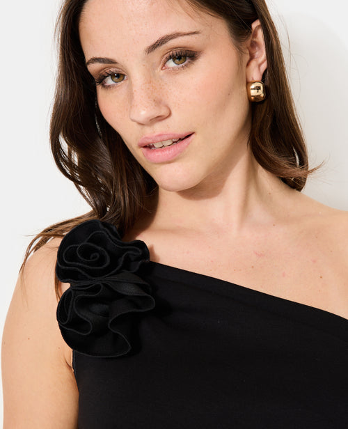 Robe courte asymétrique avec fronces et fleurs - PIMKIE - 2