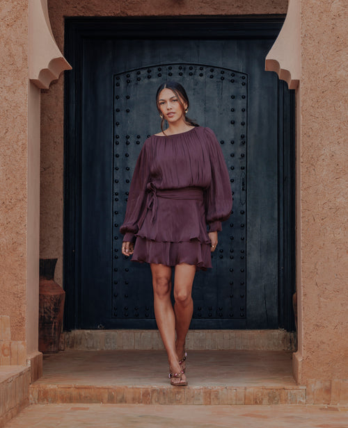 Robe en tissu brillant avec effet drapé - PIMKIE - 1