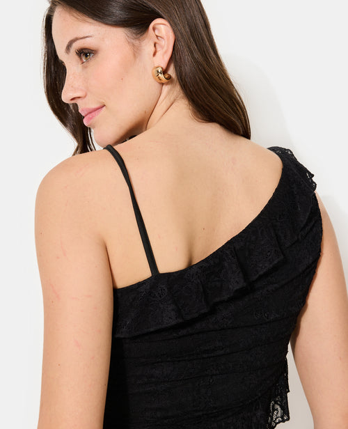 Robe courte asymétrique en dentelle et volants - PIMKIE - 7