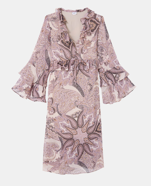 Robe longue en voile avec volants et motif cachemire - PIMKIE - 4