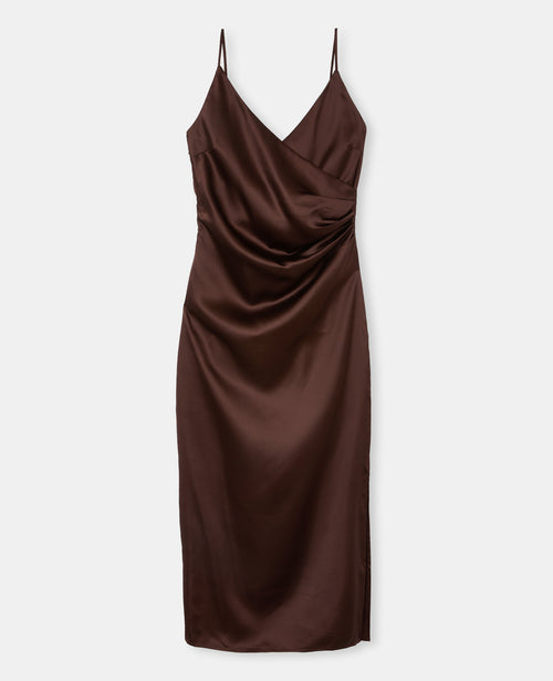 Robe longue en satin avec encolure croisée - PIMKIE - 4