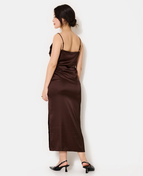 Robe longue en satin avec encolure croisée - PIMKIE - 6