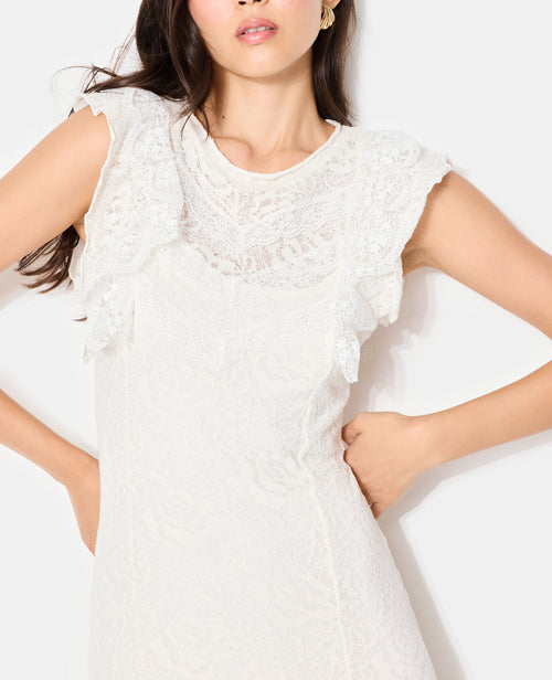 Robe longue en maille ajourée avec dentelle - PIMKIE - 3