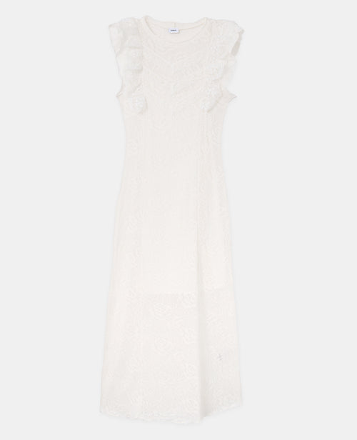 Robe longue en maille ajourée avec dentelle - PIMKIE - 4