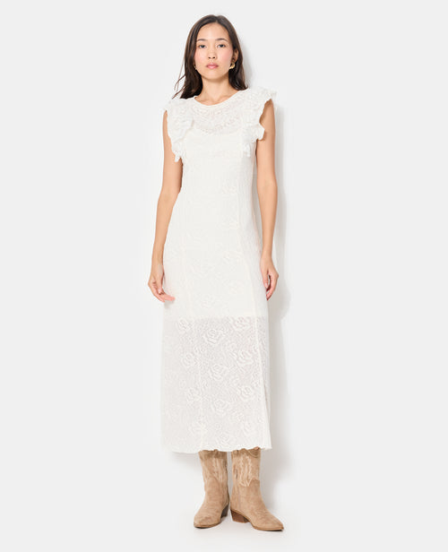 Robe longue en maille ajourée avec dentelle - PIMKIE - 5
