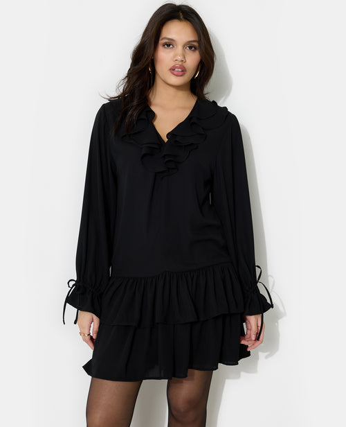 Robe à volants manches longues encolure V - PIMKIE - 3