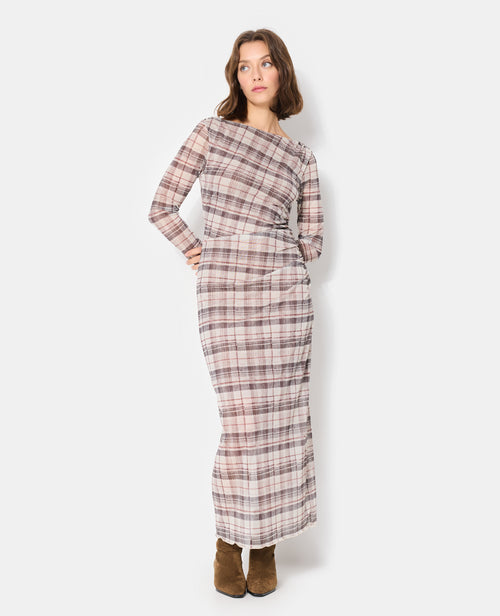 Robe longue en résille motif carreaux - PIMKIE - 1