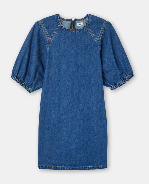 Robe en jean courte cintrée avec manches ballons - PIMKIE - 4