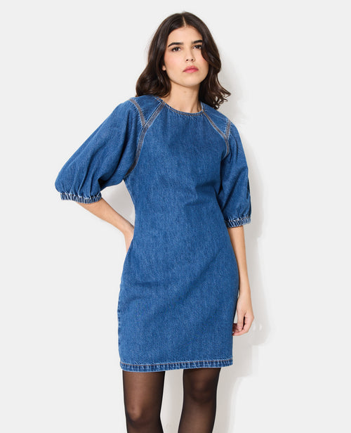 Robe en jean courte cintrée avec manches ballons - PIMKIE - 5