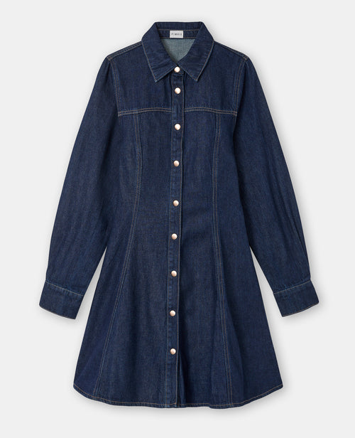 Robe en jean courte évasée et boutonnée - PIMKIE - 4