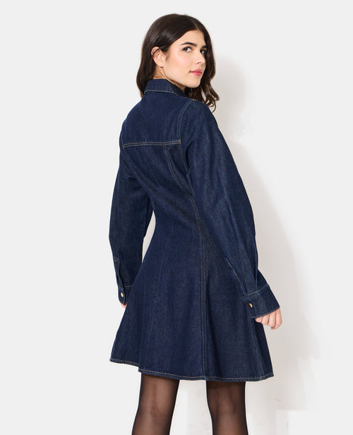 Robe en jean courte évasée et boutonnée - PIMKIE - 6