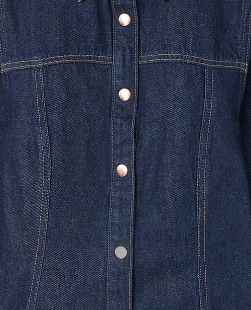 Robe en jean courte évasée et boutonnée - PIMKIE - 8