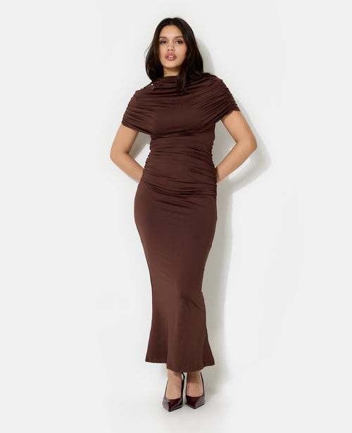 Robe longue avec cape drapée et boutons fantaisie - PIMKIE - 5