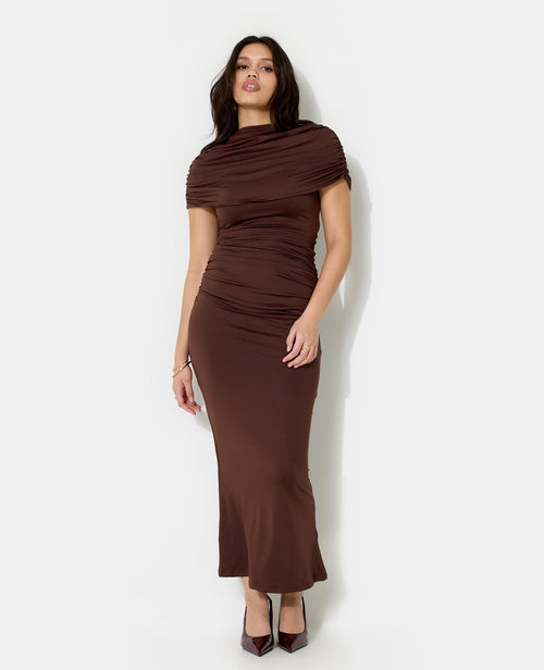 Robe longue avec cape drapée et boutons fantaisie - PIMKIE - 7