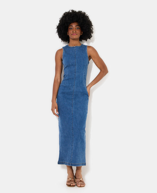 Robe longue et moulante en jean stretch - PIMKIE - 1