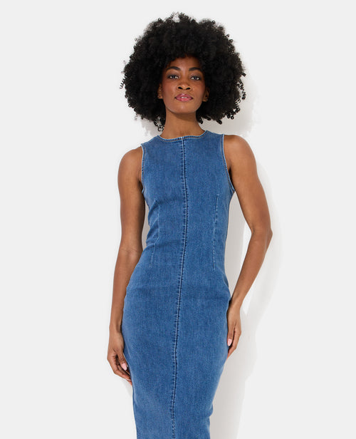 Robe longue et moulante en jean stretch - PIMKIE - 5