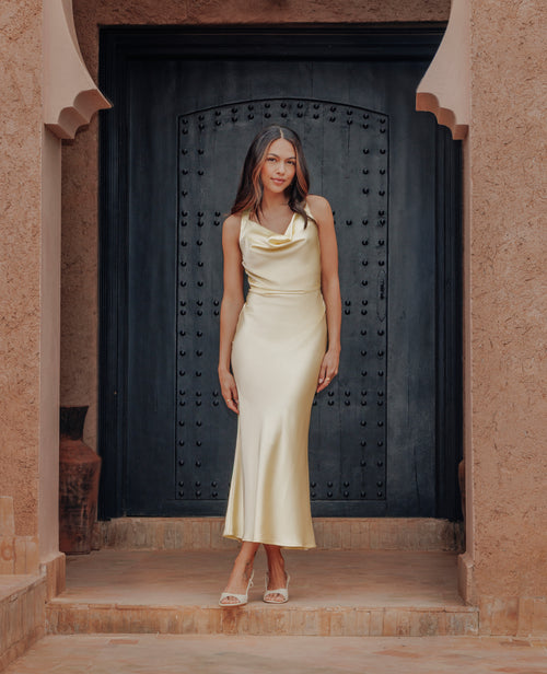 Robe longue en satin avec croisé dos - PIMKIE - 1