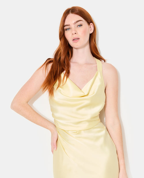 Robe longue en satin avec croisé dos - PIMKIE - 3