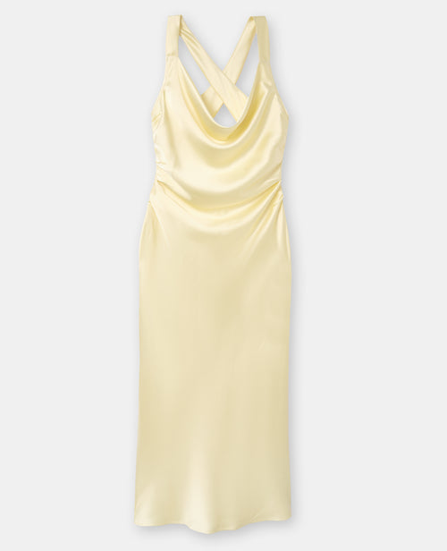 Robe longue en satin avec croisé dos - PIMKIE - 4