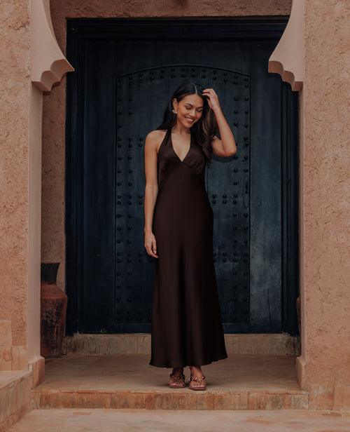 Robe longue en satin avec dos-nu - PIMKIE - 1