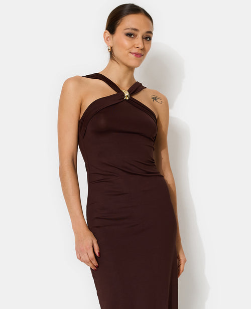 Robe longue avec bretelles croisées et détail bijou - PIMKIE - 3