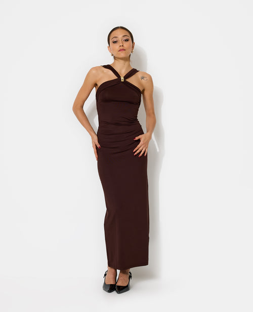 Robe longue avec bretelles croisées et détail bijou - PIMKIE - 7