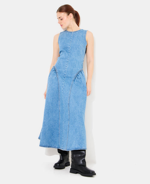 Robe sicilienne longue en jean dos ouvert - PIMKIE - 1