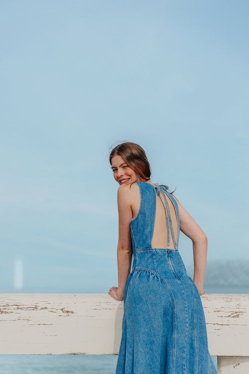 Robe sicilienne longue en jean dos ouvert - PIMKIE - 2