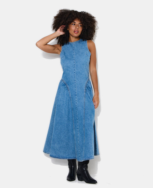 Robe sicilienne longue en jean dos ouvert - PIMKIE - 3