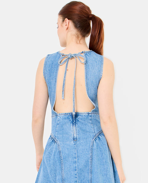 Robe sicilienne longue en jean dos ouvert - PIMKIE - 3