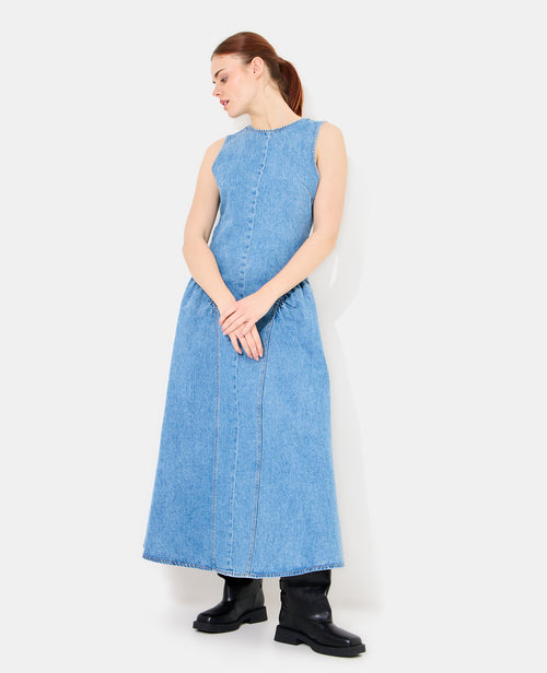 Robe sicilienne longue en jean dos ouvert - PIMKIE - 5