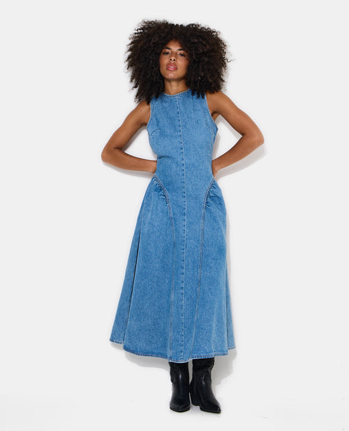 Robe sicilienne longue en jean dos ouvert - PIMKIE - 5