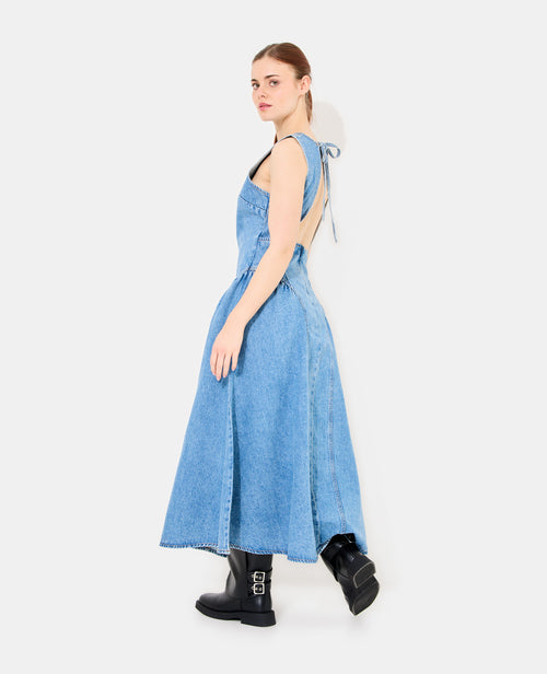 Robe sicilienne longue en jean dos ouvert - PIMKIE - 6