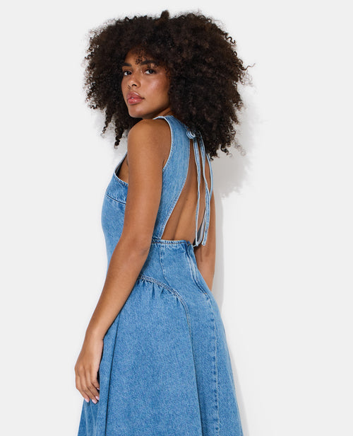 Robe sicilienne longue en jean dos ouvert - PIMKIE - 7
